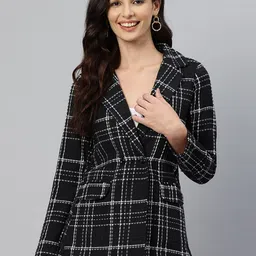 cottinfab Women Checkered Double Breasted Casual Blazer-picture-33