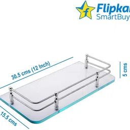 flipkart smartbuy Transparent Rack with Brackets and Screws (12W x 6.10D inch) Stainless Steel Wall Shelf image 3