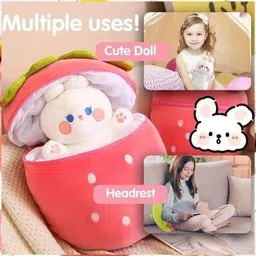 nihan enterprises Hidden Rabit Strawbery Ziper Bunny Fruit Buny Soft Toys Stuffed Animal Plush Toy- 30 cm image 4