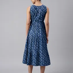 janasya Women Tiered Blue Midi/Calf Length Dress image 4