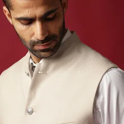 RARE RABBIT Men Oakla Tailored Fit Woven Nehru Jacket image 5