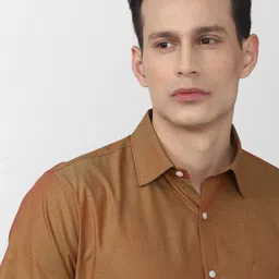 Van Heusen Men Brown Solid Formal Shirt image 5