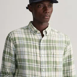 GANT Men Classic Tartan Checked Linen Casual Shirt image 2