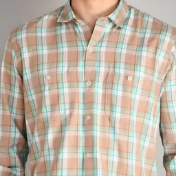 TIM PARIS Standard Tartan Checked Spread Collar Casual Pure Cotton Shirt image 4