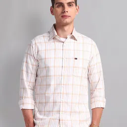 AD By Arvind Men Slim Fit Windowpane Checks Opaque Checked Casual Shirt image 4