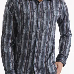 WROGN Slim Fit Abstract Printed Linen Casual Shirt image 3
