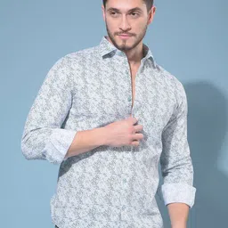 Crimsoune Club Classic Abstract Printed Spread Collar Cotton Curved Slim Fit Casual Shirt image 2