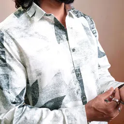LOCOMOTIVE Luxe Satin Printed Slim Fit Cotton Casual Shirt image 4