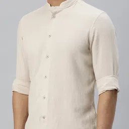 RARE RABBIT Men Beige Slim Fit Opaque Casual Shirt image 3