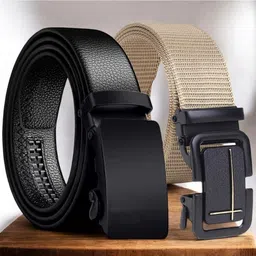bpride Men Casual, Formal, Party, Evening Black, Beige Artificial Leather, Nylon, Texas Leatherite Belt-picture-15