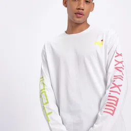 Men Printed Round Neck Cotton Blend White T-Shirt-image-85