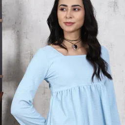 Shein Square Neck Bell Sleeves Textured Peplum Top image 2