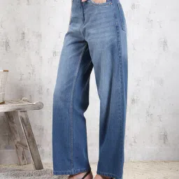 Shein High Rise Full Length Mid Wash Jeans image 2