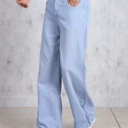 Shein Full Length Low Rise Light Wash Jeans with Ankle Zip image 2