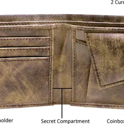 karma focus Men Brown Genuine Leather Wallet image 3