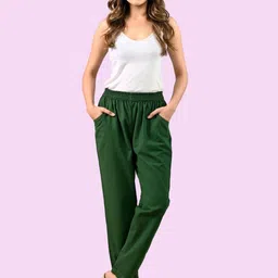 saav Women Regular Fit Green Cotton Blend Trousers image 5