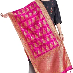 Jacquard Woven Pink Women Dupatta-image-2