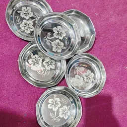 matking Steel Dish Plate with Lazer Print in Hexagonal Dish Plate Set of 6 Dinner Plate image 4