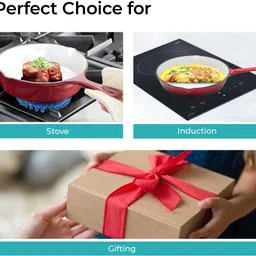 the better home Rustic Series Cast Iron Cookware (25cm) | Enamel Coated Iron Deep Frying Pan Appachatty 1.5 L capacity 25 cm diameter image 5