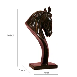 viivaz Stallion Horse Face Black Resin Figurine image 3