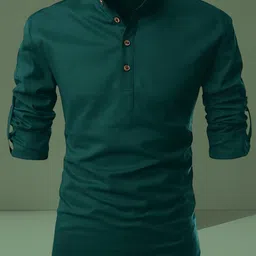 lyplo Men Solid Cotton Blend Straight Kurta-picture-10