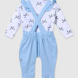 Moms Love Girls Printed Cotton Romper With T-Shirt With Hairband image 2