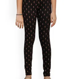 IndiWeaves Girls Pack Of 4 Printed Pure Cotton Ankle-Length Leggings image 4