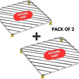 Utensil Kitchen Rack Kitchen Kart Combo- 2 Heat Resistant Cooker Stand. HOT Pan Stand Steel-picture-10