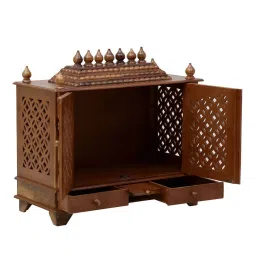 d'dass Honeywood Sheesham & MDF Floor Rested Mandir With Door image 3