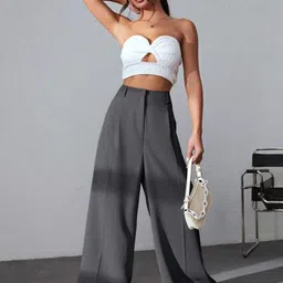 broadstar Women Regular Fit Grey Polyester Trousers image 3