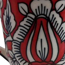 INDIA MEETS INDIA Red & White 2 Pieces Printed Glossy Finish Ceramic Mugs 250 ml Each image 2