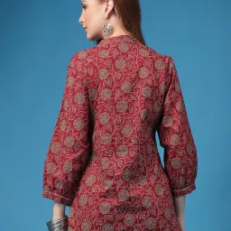 Zelena Burgundy Sitara Cotton Maternity Front-Open Feeding Top image 2