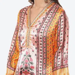 Biba Women Yellow Floral Printed Kurta with Trousers & With Dupatta image 2