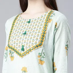 Samhitas Women Ethnic Motifs Printed Pure Cotton Kurta with Palazzos & With Dupatta image 2
