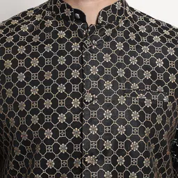 SOJANYA Ethnic Motifs Woven Design Embroidered Straight Kurta & Churidar With Nehru Jacket image 2