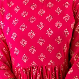 HERE&NOW Pink Ethnic Motifs Printed Gotta Patti Pleated Kurta with Sharara image 2