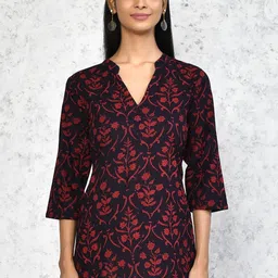 MIRAVAN Floral Printed Pure Cotton Straight Kurta with Sharara image 2