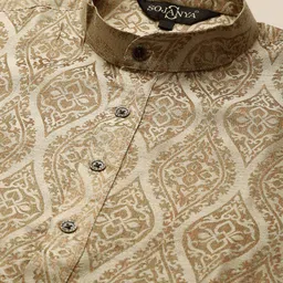 SOJANYA Ethnic Motifs Woven Design Jacquard Silk Kurta With Churidar image 2
