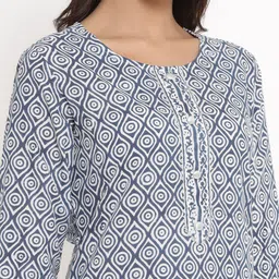kipek Women Blue Ethnic Motifs Printed Pure Cotton Kurta with Palazzos & With Dupatta image 2