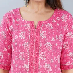 D K W Floral Printed Gotta Patti Pure Cotton Kurta With Salwar & Dupatta image 2