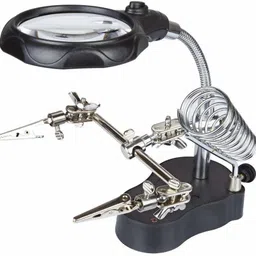 myjerry Helping Hand Magnifier Soldering Stand with 2 LED for PCB Soldering (35X, 65mm) 35X / 12X Helping Hand-picture-10