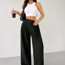 broadstar Women Loose Fit Black Polyester Trousers image 4
