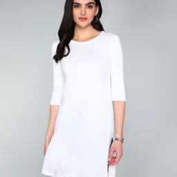 fleximaa Women Solid Round Neck Pure Cotton White T-Shirt-picture-26