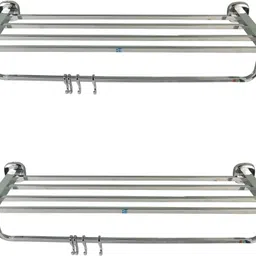 riya enterprise Stainless Steel J4 SILVER TOWEL RACK 24" 2PS Silver Towel Holder-picture-19