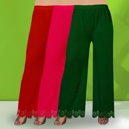 coolzy creation Pack of 3 Women Straight Fit Multicolor Lycra Blend Trousers-picture-11