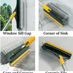 home nation 3 in 1 Bathroom Cleaning Brush – Tile & Floor Scrub, Shower Mop, Window Wiper Nylon Wet and Dry Brush image 2