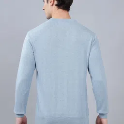cantabil Men Solid Round Neck Light Blue Sweater image 2