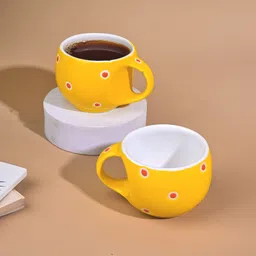 storepedia Pack of 24 Ceramic Polka Doted Tea Cups Set of 24 150ml Coffee Mugs for Home Office image 3