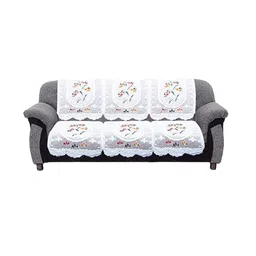 Kuber Industries White & Yellow 7 Pieces Cotton 5 Seater Sofa Covers image 2