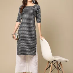 7Threads Pack of 6 Women Burgundy & Blue Ethnic Motifs Printed Crepe Kurtas image 5